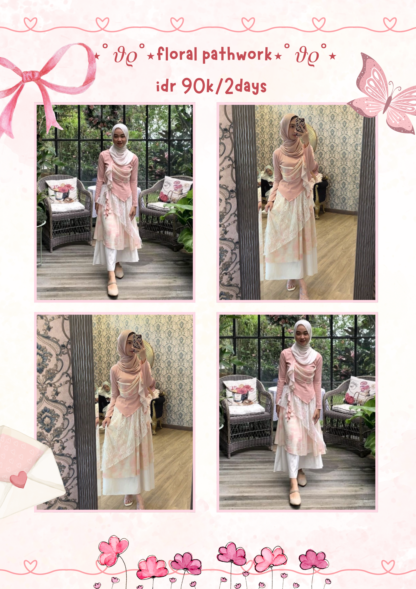 Floral pathwork dress